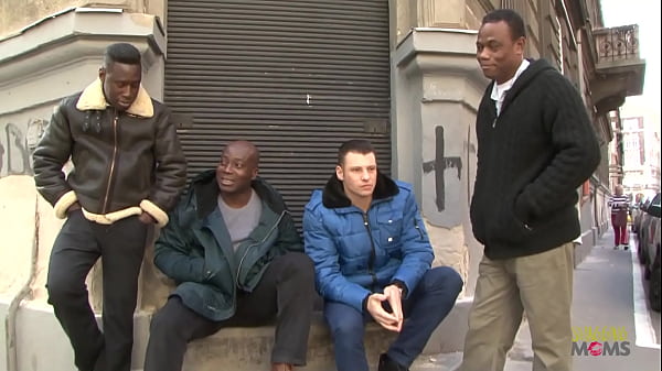 Group of guys fucking a busty brunette girl on the couch